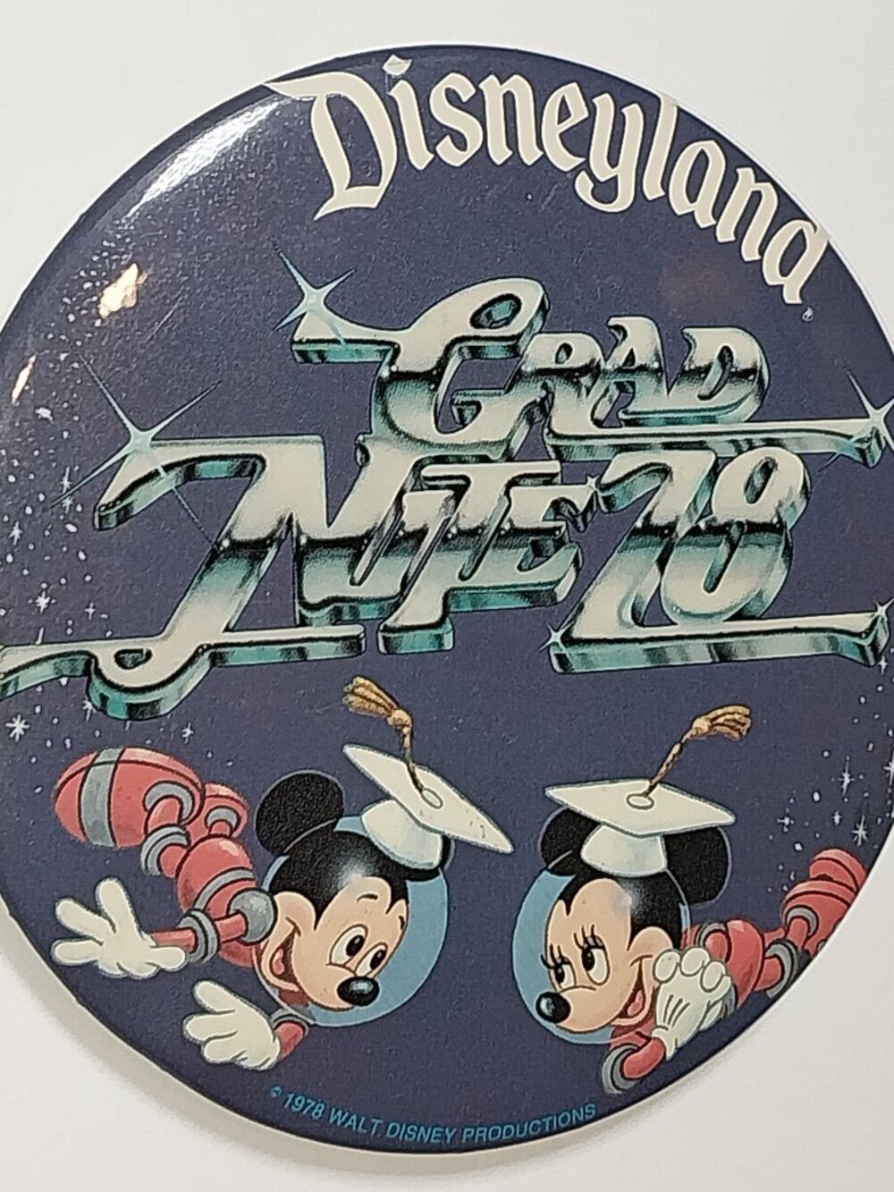 1978 Disneyland Disney Grad Night Amusement Park Vintage Button Pin
